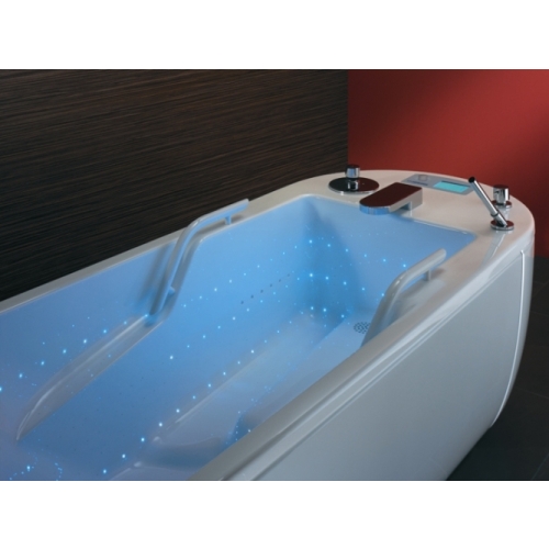 Wanna Caracalla z niebieskim podświetleniem LED – tryb relaksacyjny hydroterapii.